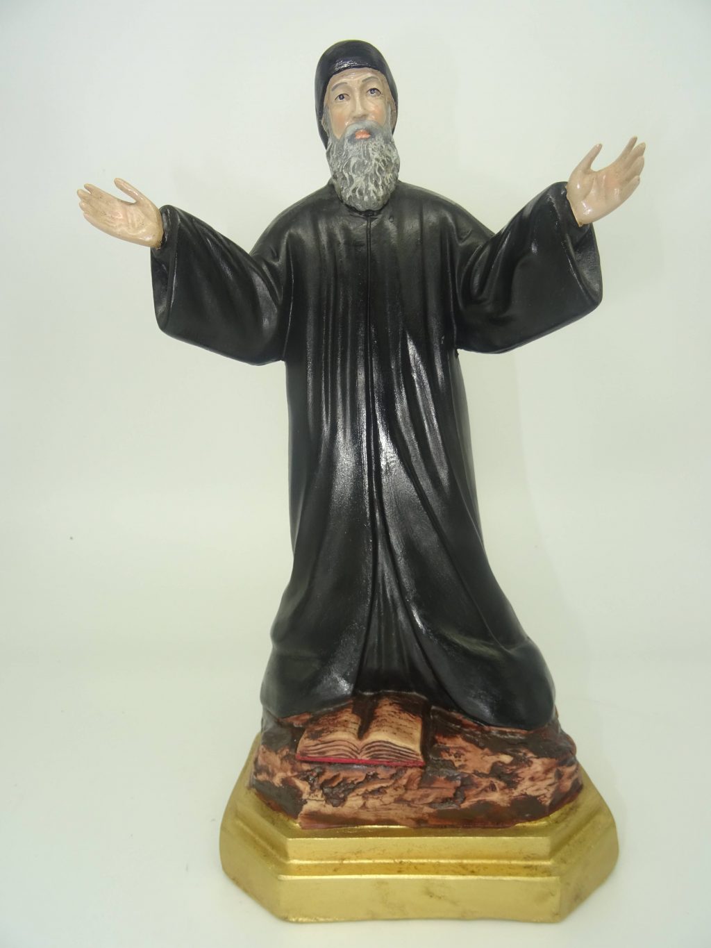 Statue Religieuse Saint Charbel Makhlouf - 60 Cm - Résine Blanche - Fabriquée En Italie